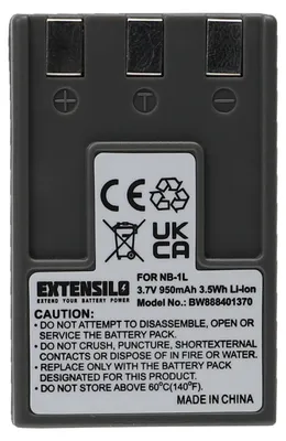 Produktbild von EXTENSILO Akku Ersatz für Canon NB-1L, NB-1LH für Kamera (950 mAh, 3,7 V, Li-Ion)