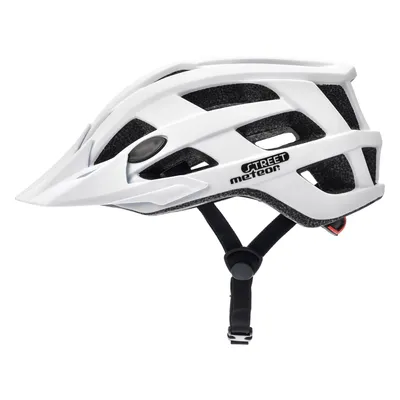 Produktbild von Meteor Fahrradhelm weiß, L 55-58 cm, IN MOLD, PVC, EPS, für Street, Fahrrad, MTB, Roller, Herren, Damen, Jungen, FIT SIZE System, abnehmbares Visier