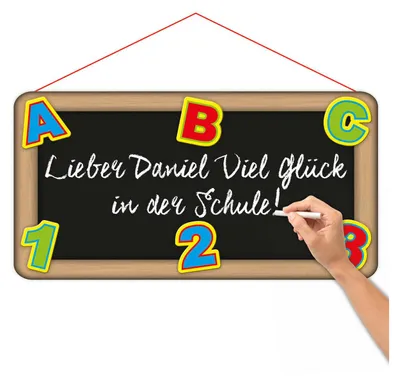 Produktbild von FOLAT Türschild Schulanfang 3D 55x28cm ABC 123 Schild mit Kreide beschriftbar