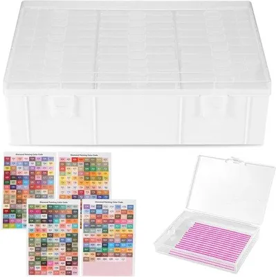 Produktbild von 30-teilige Kunststoff-Organisationsbox für Diamantschmuck mit Deckel, Accessoirdosen für Diamantschmuck mit Etiketten, Sortierdosen für kleine Teile, Maniküre, Perlen, Strass-Stones