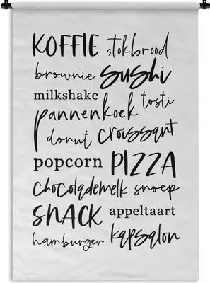 Produktbild von MuchoWow® Wandteppich Wandbehang Küche - Essen - Zitate 60x90 cm Tapisserie Dekoration Wandtuch - Foto-Teppich - Abwaschbar