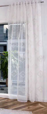 Produktbild von Gardine HxB 245x145 cm Natur Taupe Chevron »VALENCIA« Multiband Aufhängung Scherli Transparent Leinen-Optik, 2023460