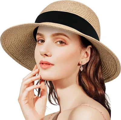 Produktbild von ANLUKE Damen Strohhut Strand UV-Schutz Beige