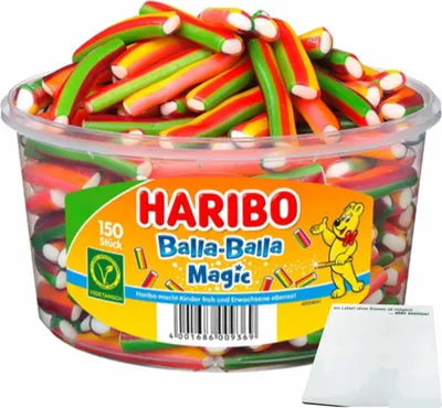 Produktbild von Haribo Balla-Balla Magic Runddose (150 Stück 1200g Runddose) + usy Block