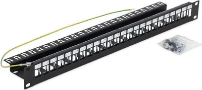 Produktbild von 19" Patchpanel 1HE für 24 Keystone-Module, grau