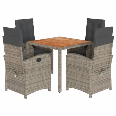 Image de vidaXL Ensemble de jardin 5 pièces avec coussins Gris Poly rotin