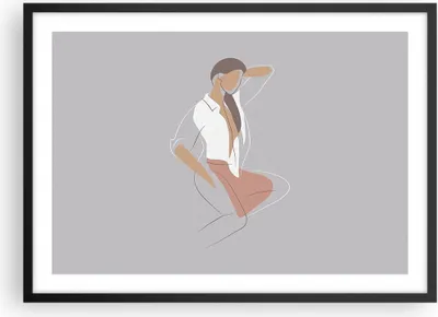 Produktbild von Gerahmtes Poster - Schwarzer Rahmen - Frau Grafik Modern - 70x50 cm - Wand Bild - Wanddeko - Wandbilder - Kunstposter - Wandposter - Bilderrahmen - Bilder - Kunstdruck - Wandbild - P2BAA70x50-4266