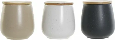 Obrázek produktu pro dkd home decor květináč whitebeige dark grey 10 x 10 x 13 cm (3 kusy)