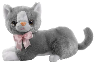 Produktbild von Graue Plüschkatze Flico mit Schleife, 34 cm