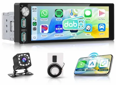 Zdjęcie produktu dla Radio samochodowe DAB+/DAB, format 1 DIN, z 6,86-calowym ekranem dotykowym i obsługą Carplay przez Wi-Fi