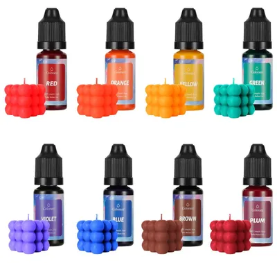 Produktbild von Flüssige Kerzenfarbe - 8 Farben Set für DIY Kerzenherstellung - je 10 ml