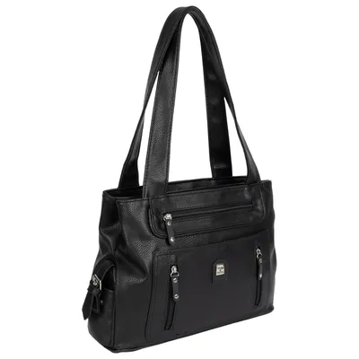 Produktbild von Damen Tasche Schultertasche Shopper Henkeltasche Handtasche Leder Optik SCHWARZ (15107)