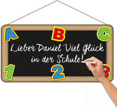 Produktbild von FOLAT Türschild Schulanfang 3D 55x28cm ABC 123 Schild mit Kreide beschriftbar