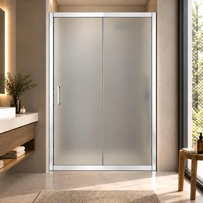 Productafbeelding van Douchecabine 170 cm met vooropening en twee glazen deuren van gehard glas met satijnglans - FRASCIO