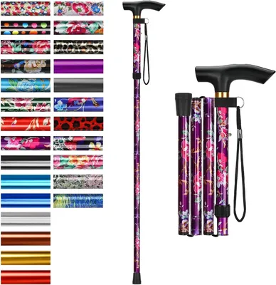 Immagine prodotto di Bastone da passeggio pieghevole - Bastone regolabile - Camminata sicura - Alluminio leggero - 85-95 cm - Colore: viola