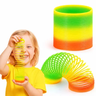 Zdjęcie produktu dla Spreżyna tęczowa magiczna sprężynka kolorowa zabawkowa 6,5 cm edukacyjna antystresowa dla dzieci wzór 2