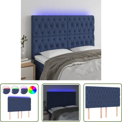 Immagine prodotto di The Living Store Testata LED blu 144x7x118/128 cm in tessuto