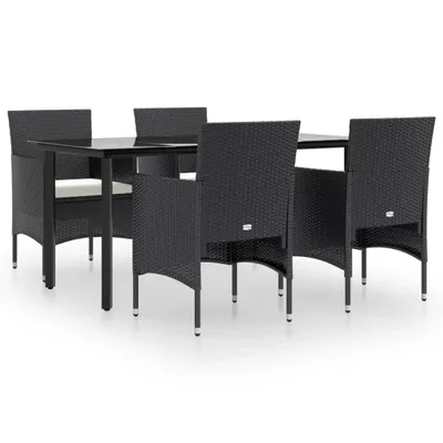Produktbild von vidaXL 5-tlg. Garten-Essgruppe mit Kissen Schwarz