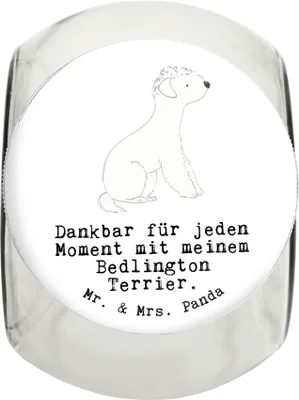 Produktbild von Mr. & Mrs. Panda Dose Bedlington Terrier Moment XL 2000ml - Weiß - Geschenk, glasbehälter, Keksdose, Glasdose, Vorratsbehälter, Vorratsglas
