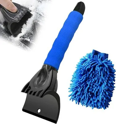 Productafbeelding van Unyqoos® ijskrabber met handschoen, antislip handvat, 25,5 x 9,5 cm – ijskrabber voor voor-, zij- en achterruiten