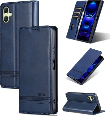 Produktbild von Leder Hülle für Samsung Galaxy A06, Klapphüllen Brieftasche Magnetverschluss Ständer Schutzhülle Blau