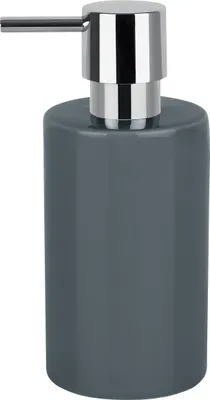 Produktbild von Spirella Seifenspender "Tube" | mit Pumpe | Flüssigseifen-Spender | Porzellan | 300ml | Langliebig und Robust | Grau