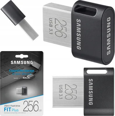 Zdjęcie produktu dla Samsung MUF-256AB, 256 GB, USB Typu-A, 3.2 Gen 1 (3.1 Gen 1), 400 MB/s, Bez zatyczki, Szary, Srebrny