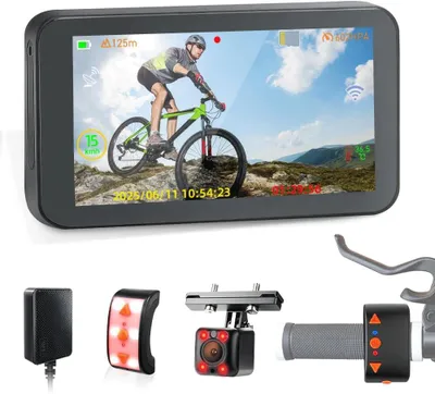 Productafbeelding van Fietsspiegel met 4,5 inch HD-display - Wifi-dashcam - Nachtzicht - Racefiets en e-bike