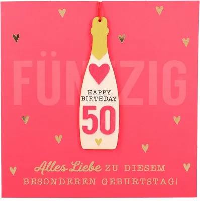 Produktbild von Depesche Klappkarte mit Anhänger : Happy Birthday 50 Alles Liebe zu... Karte mit Anhänger: Happy Birthday 50 Alles Liebe zu...