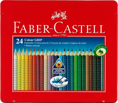 Image de Faber Castell FC-112423 Kleurpotlood Faber-Castell GRIP Metalen Etui A 24 Stuks