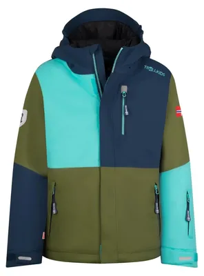 Productafbeelding van Kinderski-jas TROLLKIDS Hallingdal, groen/donkerblauw/lichtblauw, maat 98 (226-355)