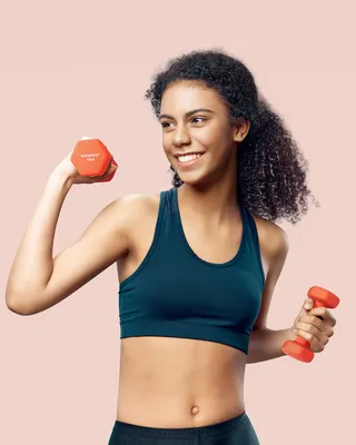 Produktbild von SONGMICS Hanteln, 2er Set, 2 x 1 kg, Hantelset, Kurzhanteln, Hexagon, Neopren-Beschichtung, Krafttraining, Workout, Fitnesstraining, für Zuhause,