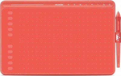 Produktbild von 2020 HUION Grafiktablett HS611-Korallrot, 10 x 6 Zoll, ausgestattet mit Multimedia-Tasten und Touch-Leiste, 10 programmierbaren Drucktasten