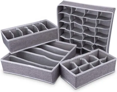 Set von 4 Schubladenstrukturen - Aufbewahrungskörbe für den Kleiderschrank - Trennwände für Unterwäsche und Socken