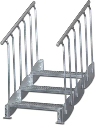 Produktbild von Wangentreppe | Höhe: 74-80 cm, Stufenbreite: 100 cm | Beidseitiges Geländer