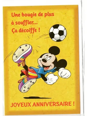 Image de Carte joyeux anniversaire mickey fait du foot + enveloppe - carterie disney - dessin anime - enfant - adulte - fille - garcon (13)