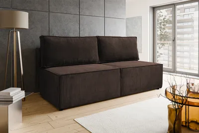 Produktbild von BESILIO Zweisitzer-Schlafsofa 192 cm Flabia – Sofa mit Schlaffunktion und Bettkasten, Cordstoff – Braun & Poso 06
