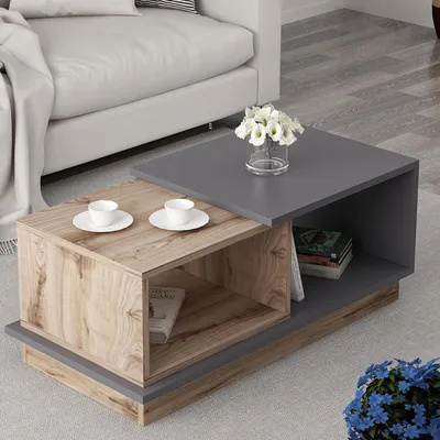 Immagine prodotto di Chiavari - Tavolino da Salotto, 90x45x36h cm Marrone Rovere, 2 Vani