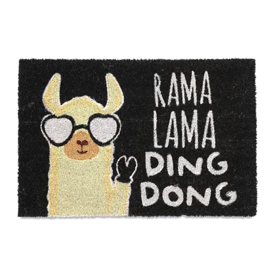 Image de Tapis d'entrée Relaxdays Lama, en fibre de coco, avec inscription, 60 x 40 cm, antidérapant, grattoir intérieur et extérieur, multicolore