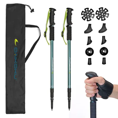 Zdjęcie produktu dla Kijki trekkingowe, 2 sztuki, teleskopowe, regulowane od 65 cm do 135 cm