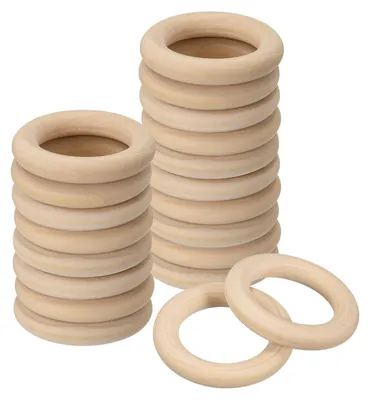Holzringe 8 mm, 20 Stück, glatt, unbehandelt, für Basteln & Makramee