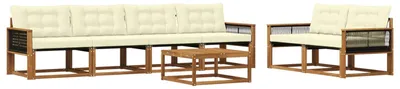 Produktbild von vidaXL Outdoor-Sofagarnitur mit Kissen 7 pcs Natur und Creme