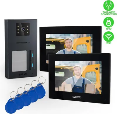Obrázok produktu pre EVOLVEO DoorPhone AP2-2 drôtový videotelefón pre dva byty s aplikáciou, čierny