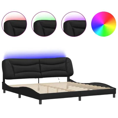 Image de Cadre de lit avec LED sans matelas Hvar noir 200x200 cm