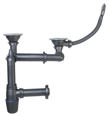 Produktbild von Novaservis Spülbecken-Siphon für Doppelspülbecken 89 mm Überlauf aus Kunststoff