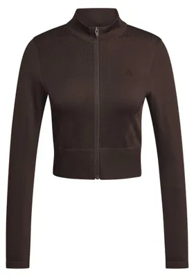 Immagine prodotto di Felpa con zip integrale da donna Adidas Workout Essentials, colore Aurora Coffee, taglia XL