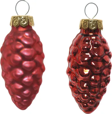 Produktbild von Christbaumschmuck Zapfen 6cm Glas 12 Stück - Weihnachtsrot