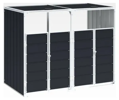 Produktbild von Mülltonnenbox für 2 Tonnen Anthrazit 144x81x113 cm Stahl, 2er Set