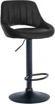 Immagine prodotto di Sgabello da bar CLP Milet in ecopelle, regolabile in altezza, girevole, con schienale, colore nero; struttura nera