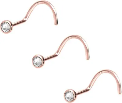 Produktbild von Nasenpiercing, Nasenstecker SET Chirurgenstahl Nasenstecker Spirale FLACHE KRISTALLDISC